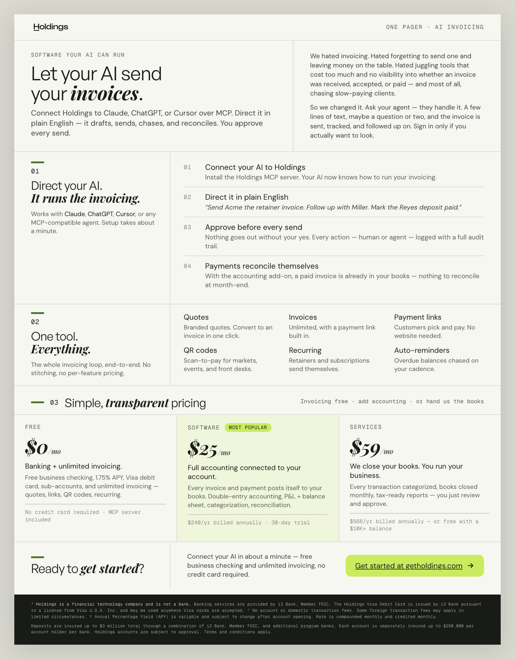 Holdings AI invoicing one-pager